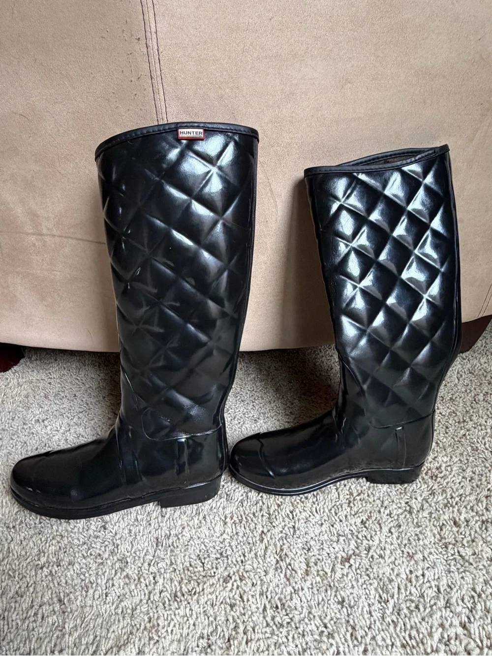 Hunter Quilted Tall Black Rain Boots for Women